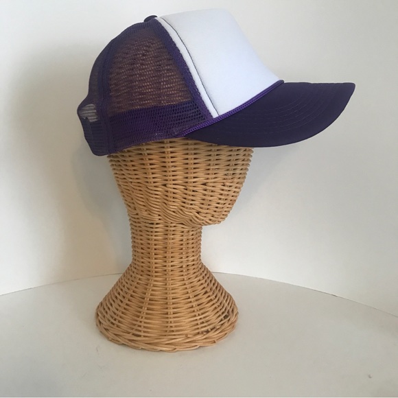 Purple & White Mesh Back Trucker Hat Adjustable Ball Cap New! - Picture 6 of 10